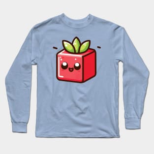 Cute Red Cube Emoji Long Sleeve T-Shirt